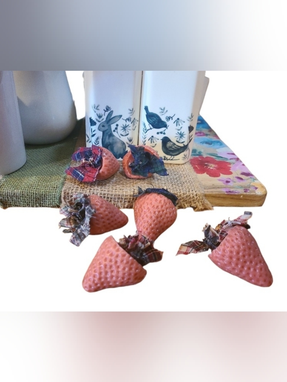 6 STRAWBERRY WAX TARTS DECORATIVE BOWL FILLERS